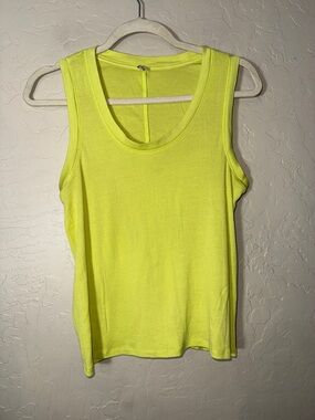 Intimately free people basic ribbed tank scoop neck highlighter yellow size XL
